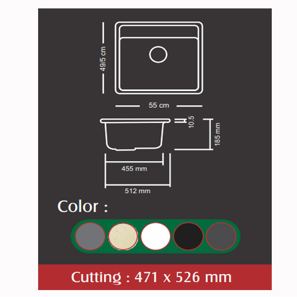 سینک ظرفشویی گرانیتی گرانیکو مدل Graniko sink G100