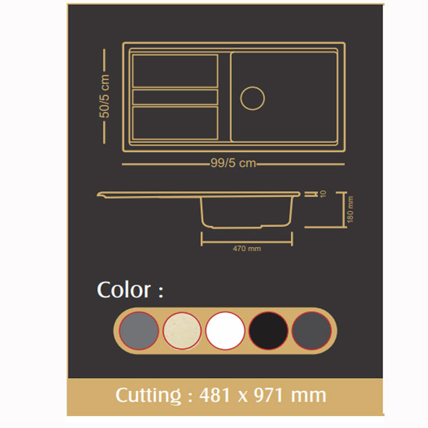 سینک ظرفشویی گرانیتی گرانیکو مدل Graniko sink G921