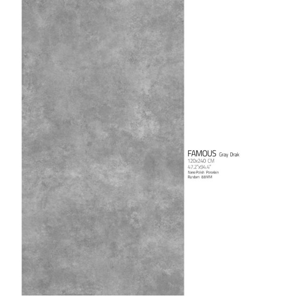 اسلب نانو پولیش فیمس گری دارک Famous Gray 120×240 هرمس نوین سرام