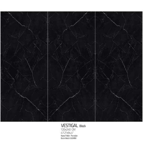 اسلب نانو پولیش وستیگال بلک Vestigal Black 120×240 هرمس نوین سرام